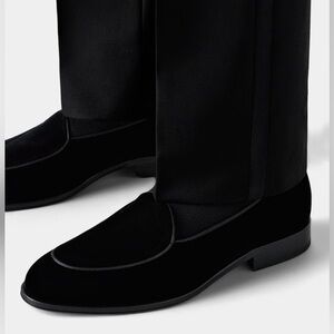 Black Velvet Tuxedo Slip-On Shoes